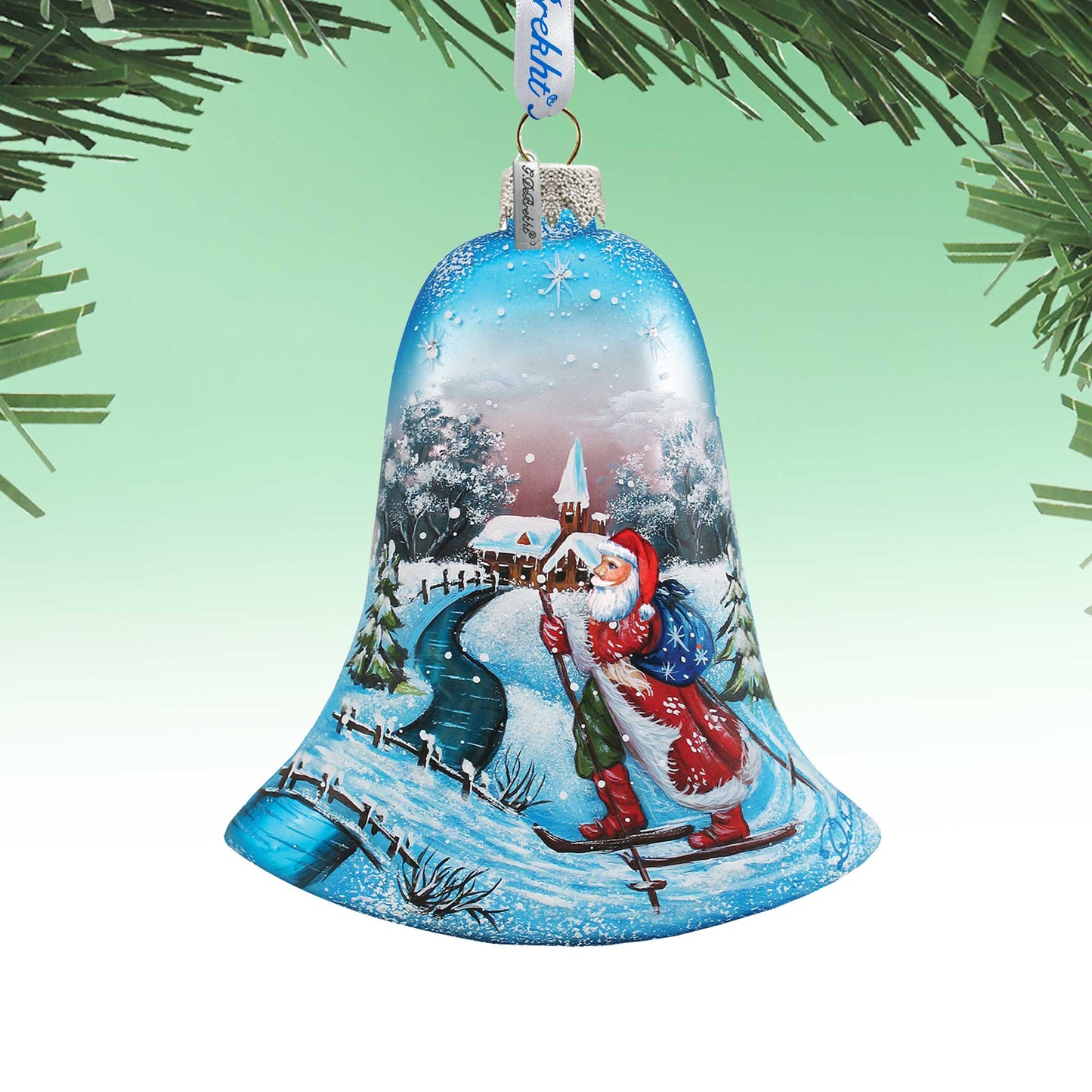 Sledging Santa Ball Glass Ornament by G. DeBrekht - 73442