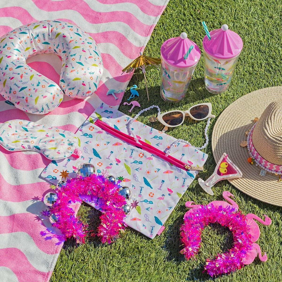 Flamingo Drink Charm & Umbrella Stirrers Set