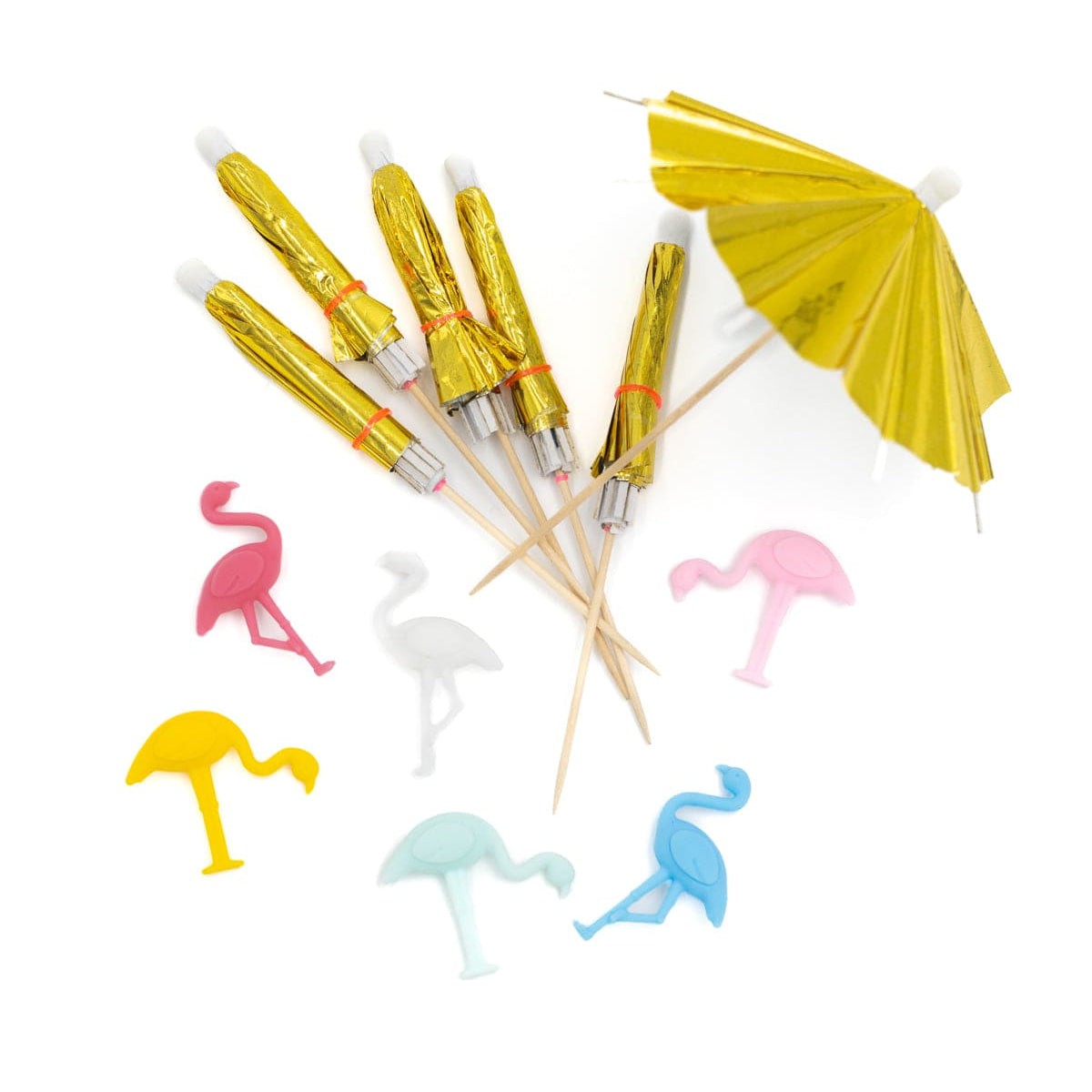 Flamingo Drink Charm & Umbrella Stirrers Set