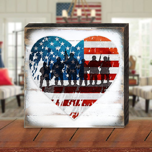 USA Military Heart Patriotic Wooden Decor - American Patriotic Decor - 8187130B