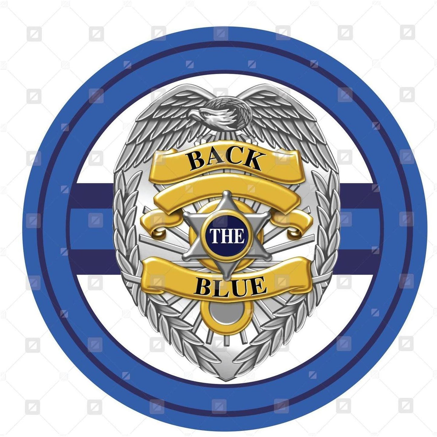 Back The Blue Badge Shield Round Sign