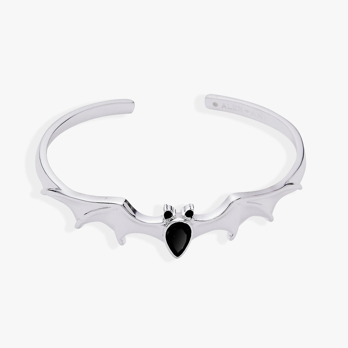a silver bracelet with black stone