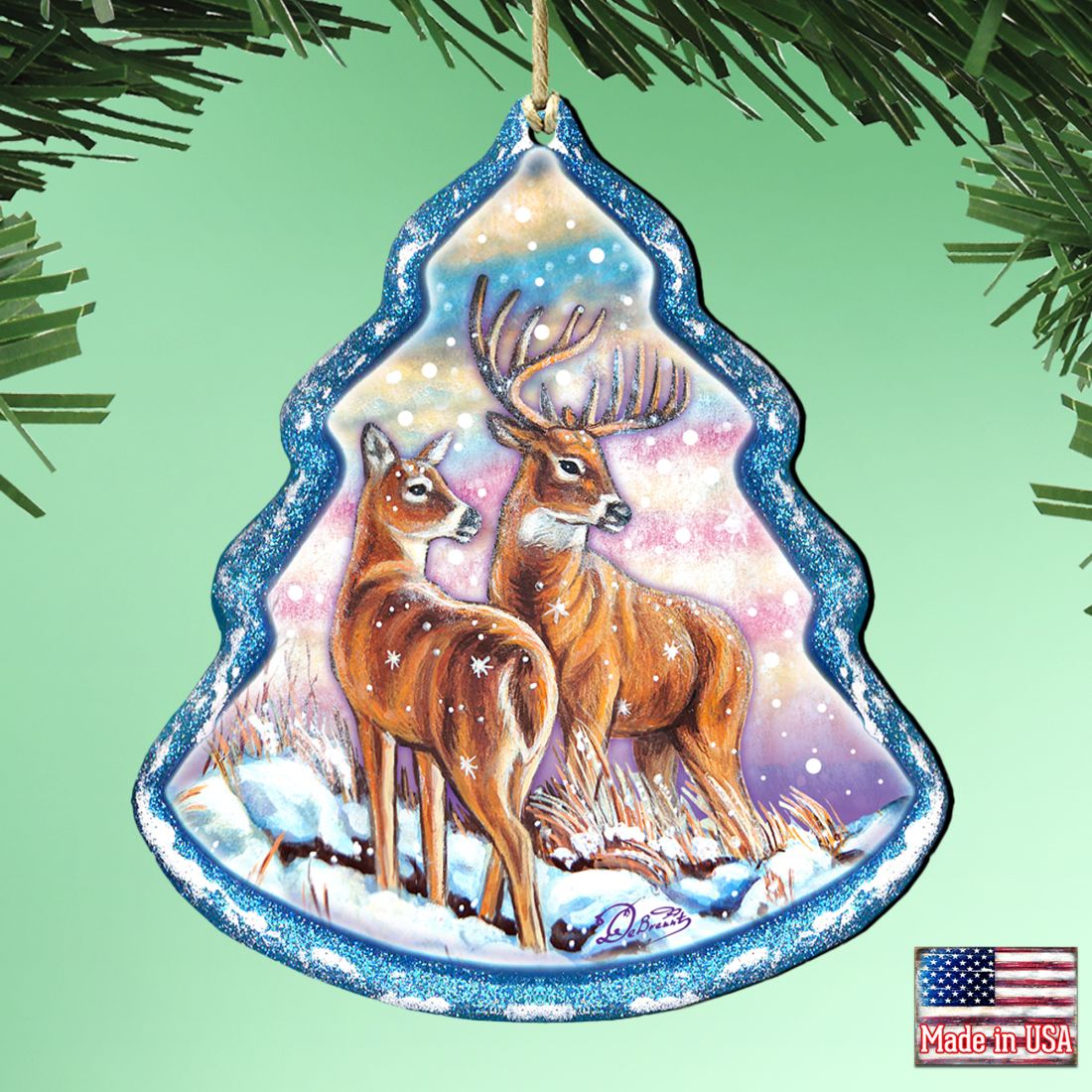 Reindeer Tree Wooden Ornaments by G. DeBrekht - Wildlife Holiday Decor - 8176229