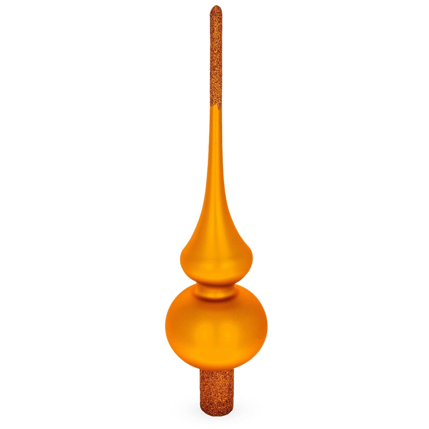 Matte Orange with Sparkling Top Glass Christmas Tree Topper 11 Inches