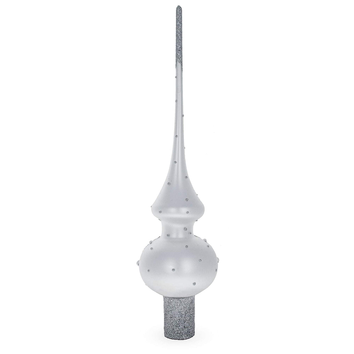 Pink Roses and Pearls on Silver Glass Christmas Tree Topper 11 Inches