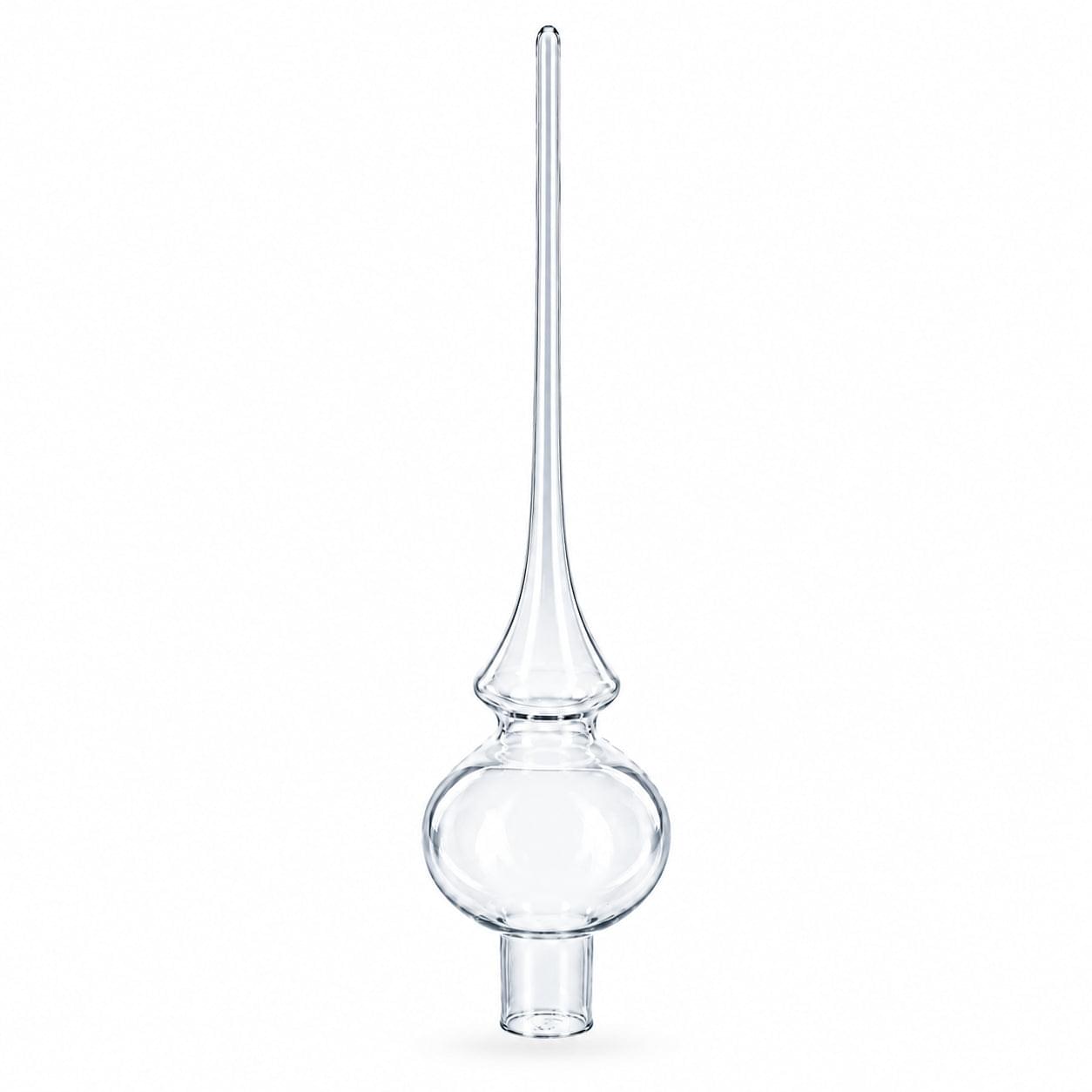 Clear Mouth-Blown Finial Glass Christmas Tree Topper 11 Inches