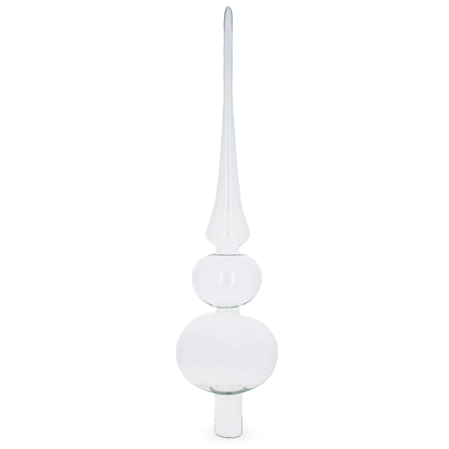 Double Ball Clear Glass Christmas Tree Topper 12.5 Inches