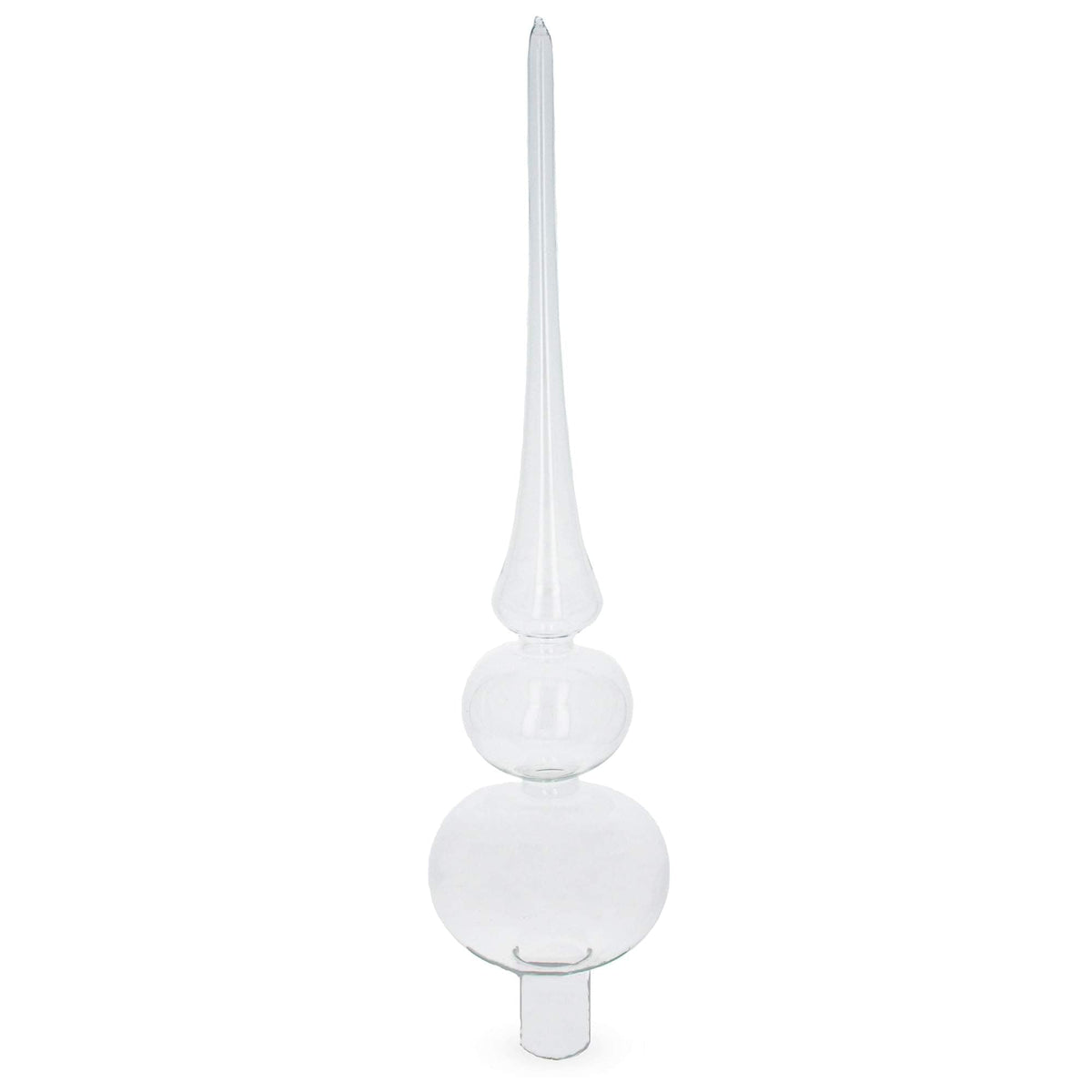 Double Ball Clear Glass Christmas Tree Topper 12.5 Inches