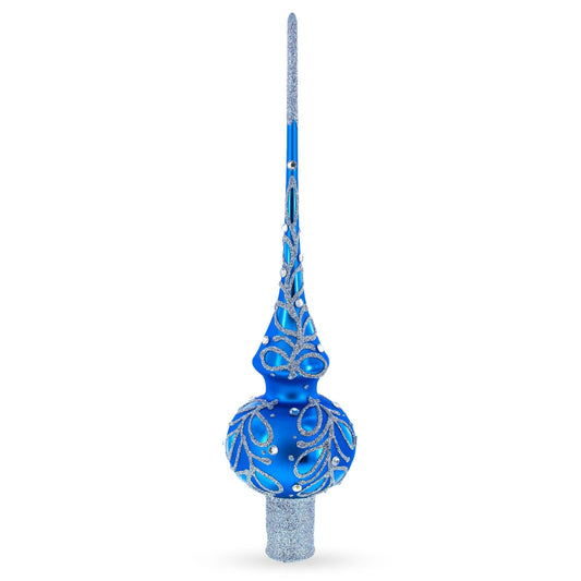 a blue and silver christmas ornament