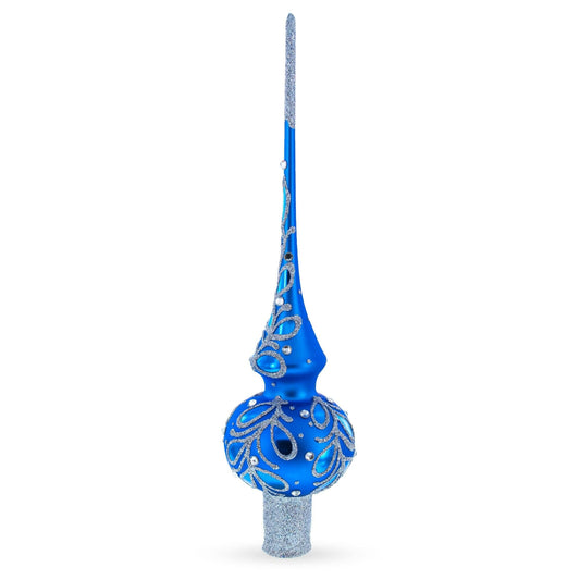 a blue and silver christmas ornament