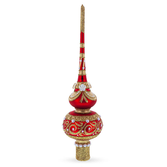 a red and gold christmas ornament