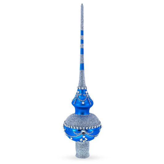 a blue and silver christmas ornament