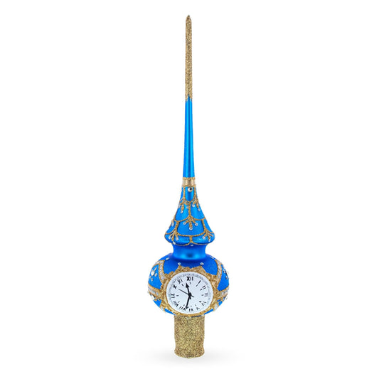 a blue and gold clock