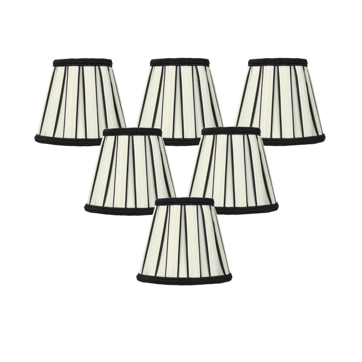 5"W x 5"H Set of 6 Eggshell with Black Chandelier Clip-On Lampshade