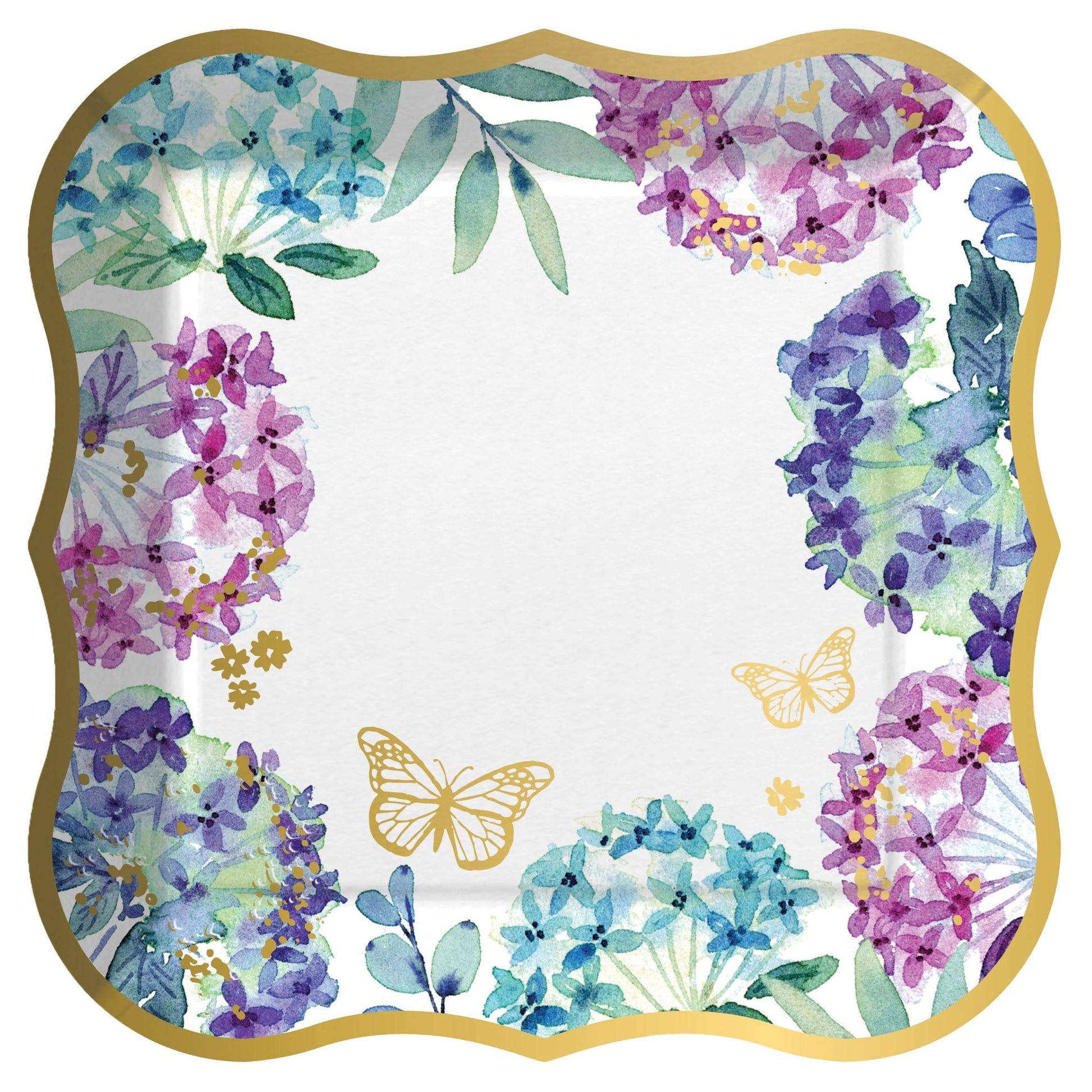 Elegant Hydrangea Paper Dessert Plate