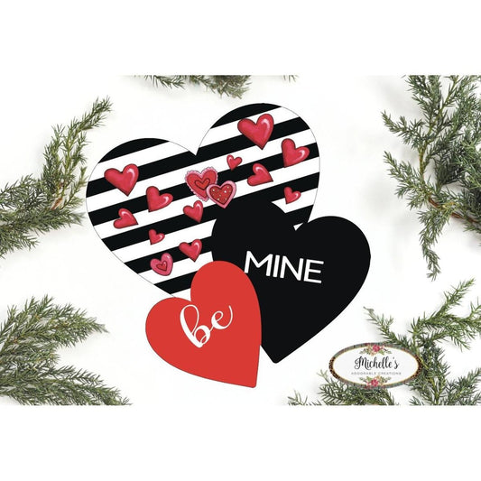 Be Mine Triple Hearts Valentine Sign - Wreath Enhancement