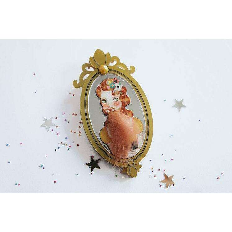 Bearded Woman Halloween Brooch by Laliblue