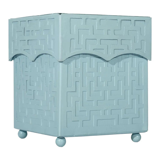 a blue box with a maze pattern