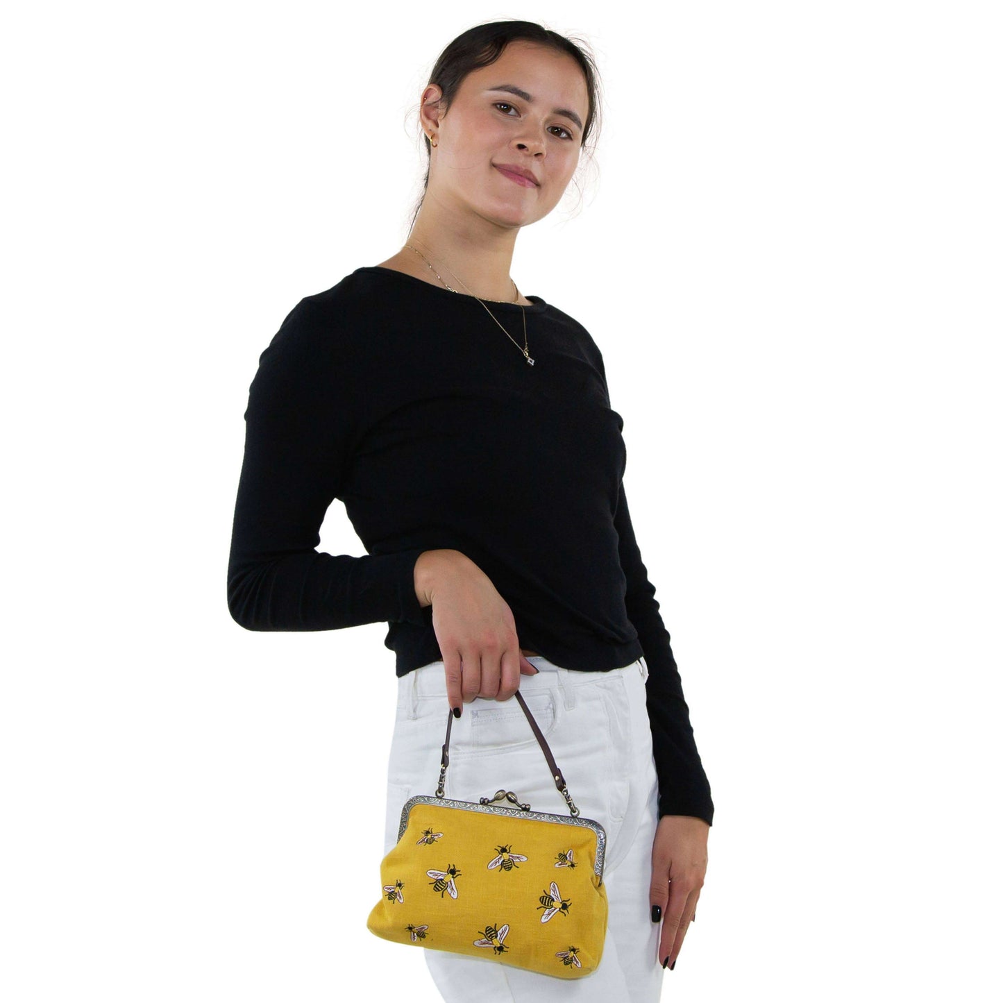 Bees Kisslock Handbag: Black