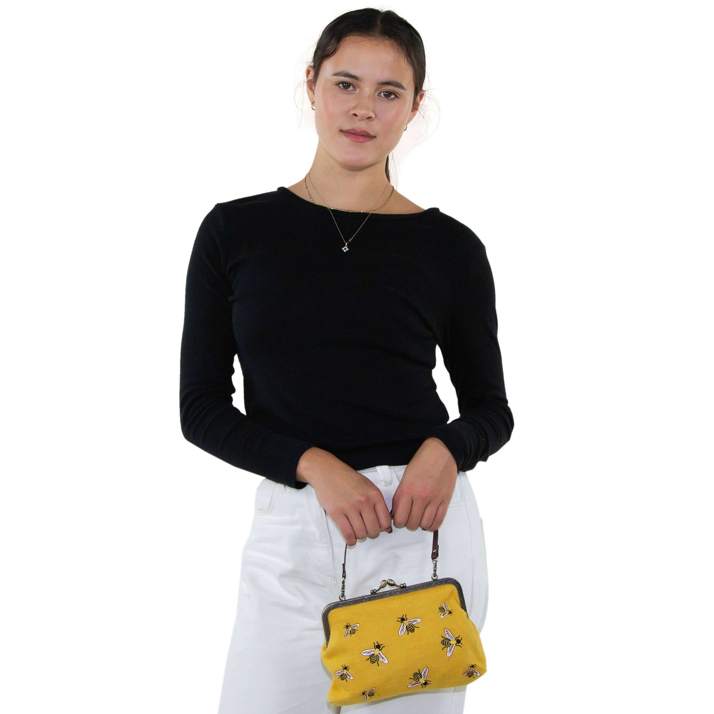 Bees Kisslock Handbag: Black