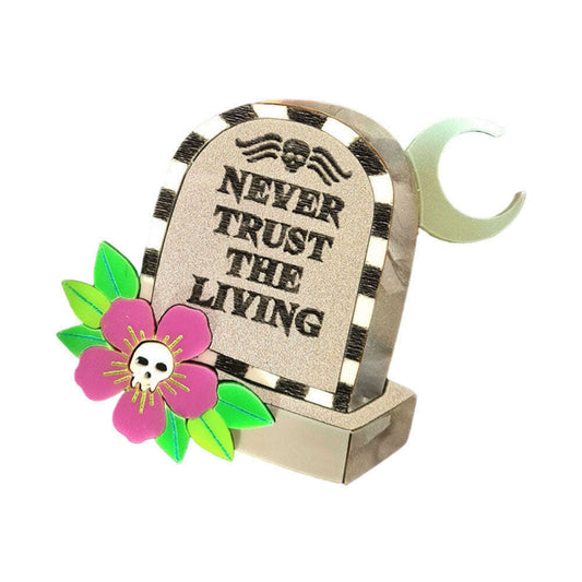 Beetle Juice Gravestone Brooch by Cherryloco