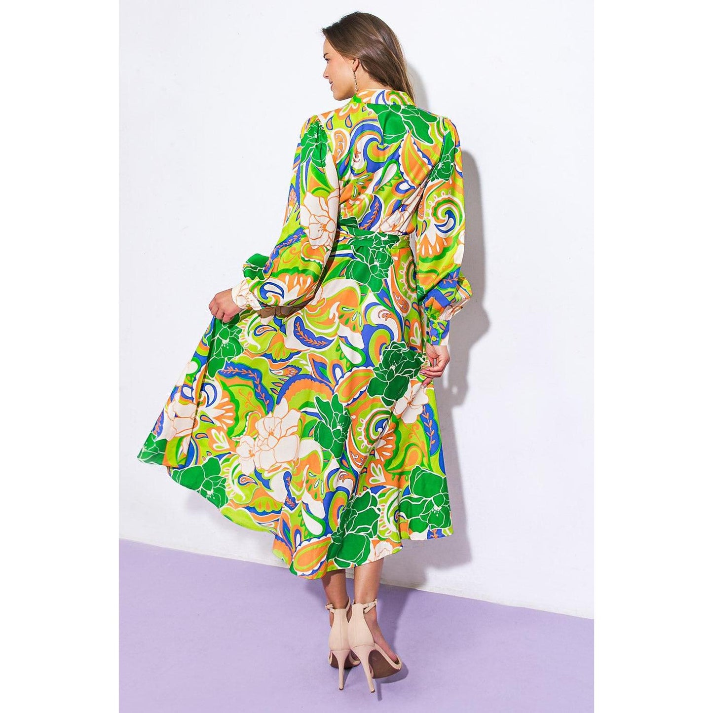 DESIRABLE STYLE WOVEN MIDI DRESS