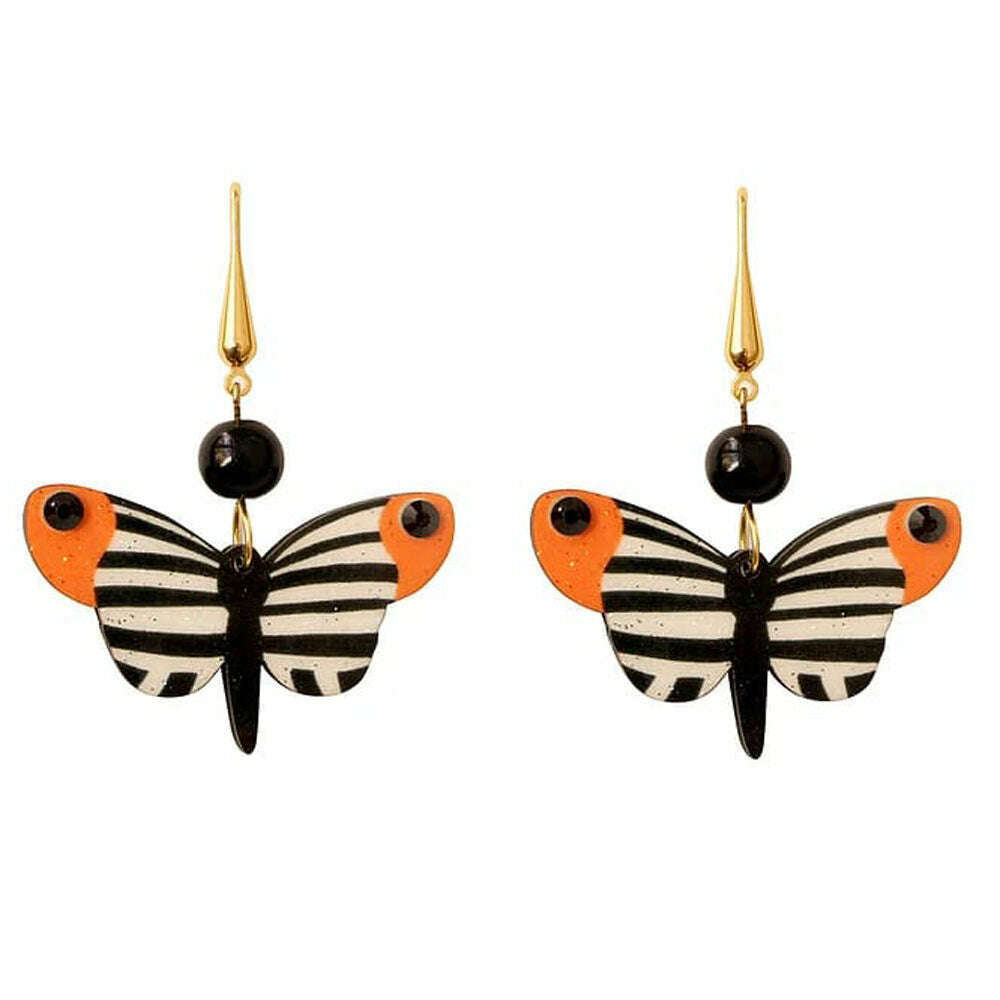 Black and White Butterfly Earrings by Laliblue