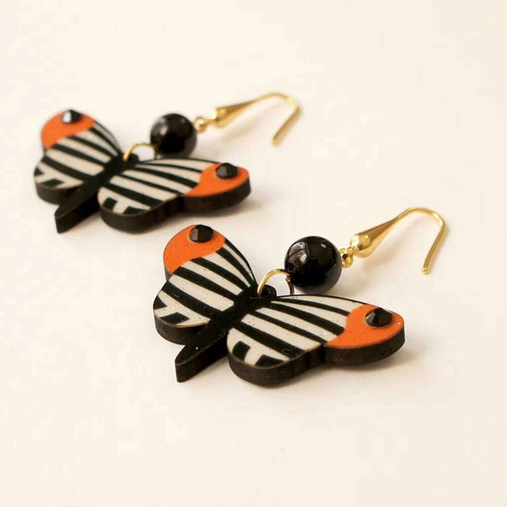 Black and White Butterfly Earrings by Laliblue