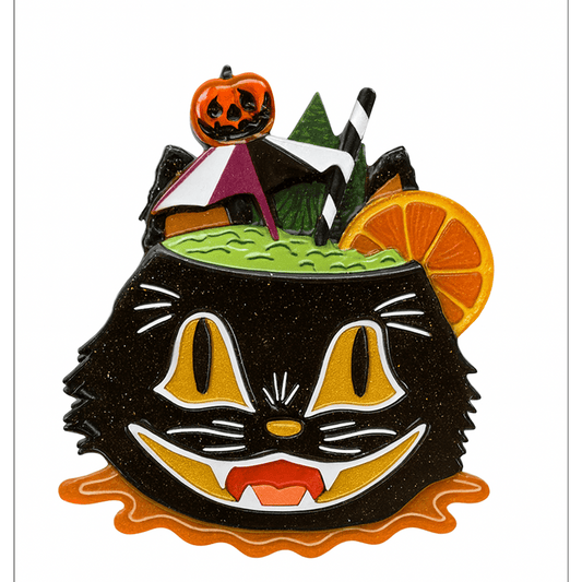 Black Magic Halloween Tiki Brooch by Carrie Hudson x Lipstick & Chrome