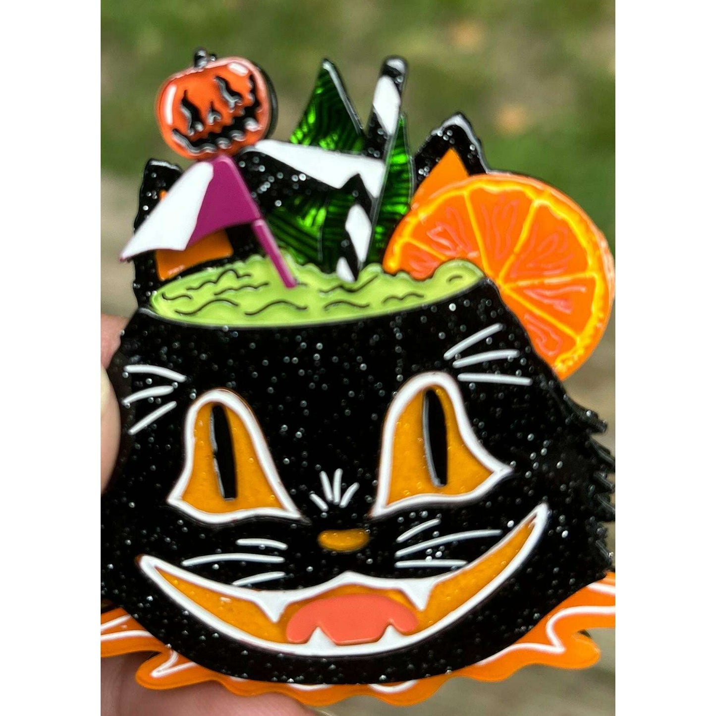 Black Magic Halloween Tiki Brooch by Carrie Hudson x Lipstick & Chrome