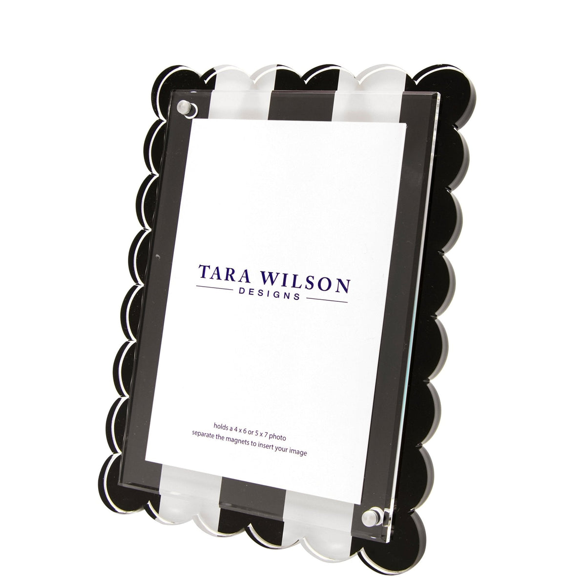 Black & White Stripe Acrylic Scallop Frame