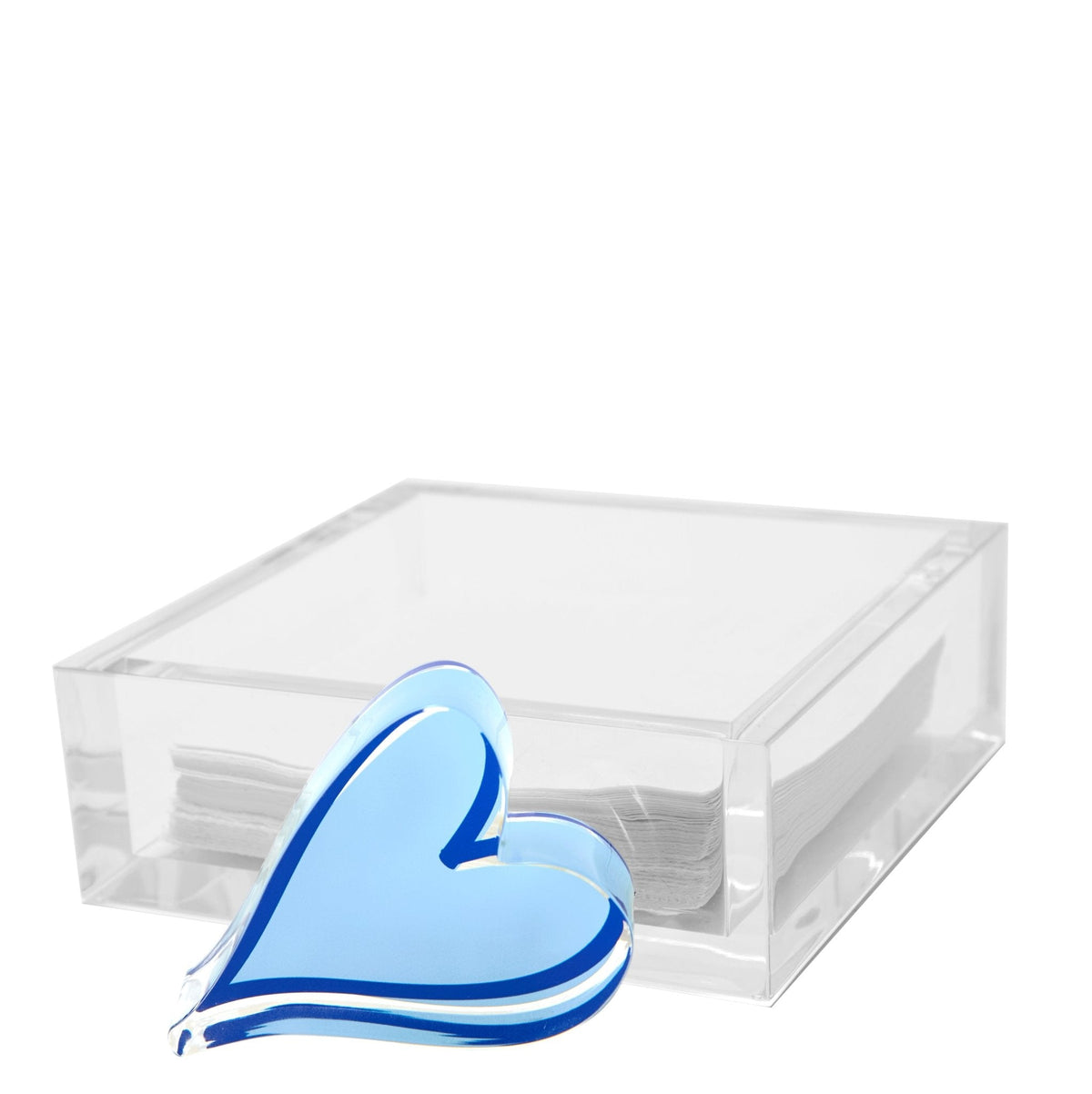 Blue Heart Acrylic Cocktail Napkin Holder