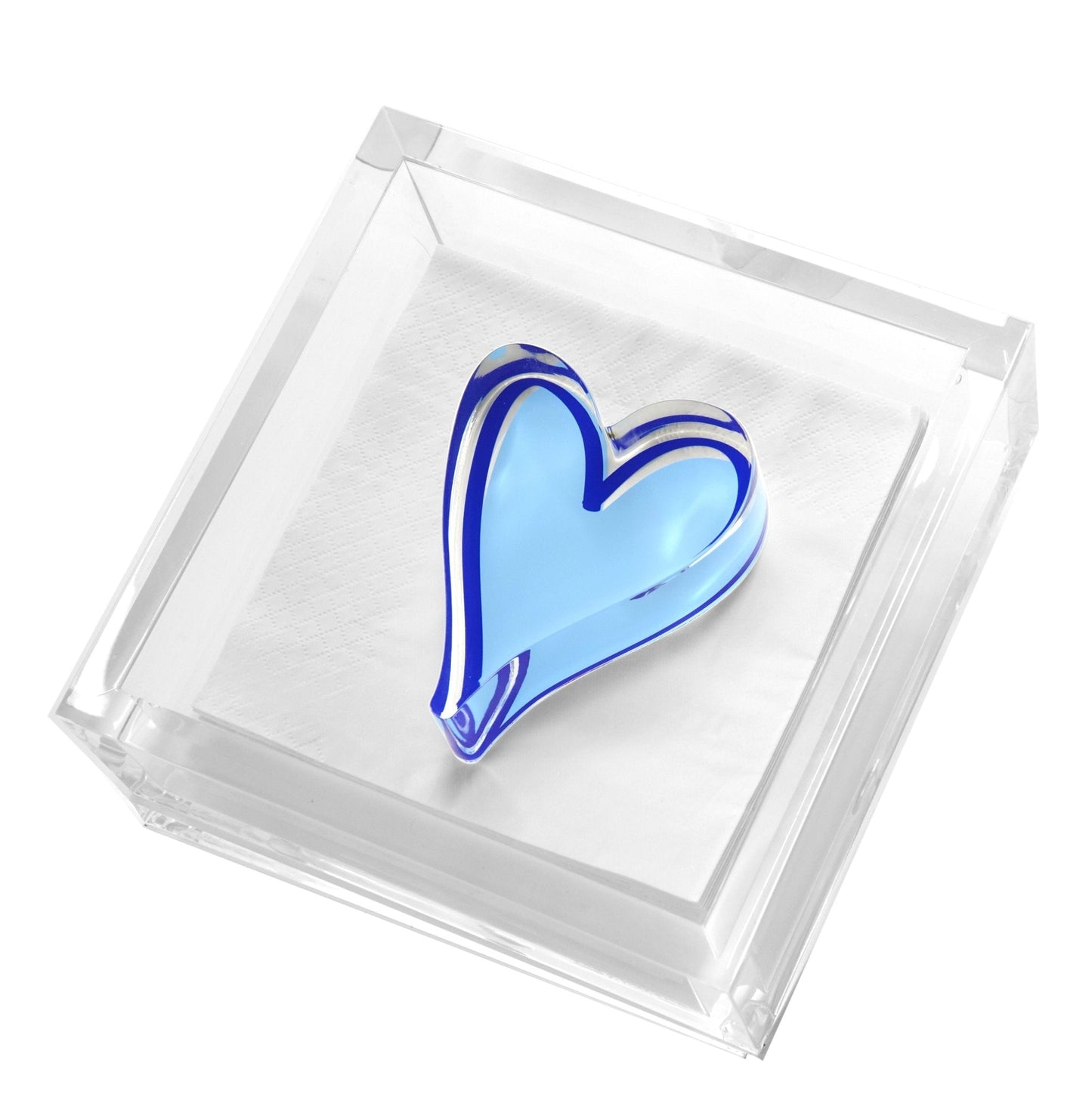 Blue Heart Acrylic Cocktail Napkin Holder