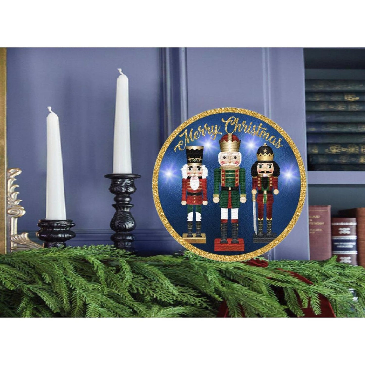 Blue Nutcracker Merry Christmas Sign
