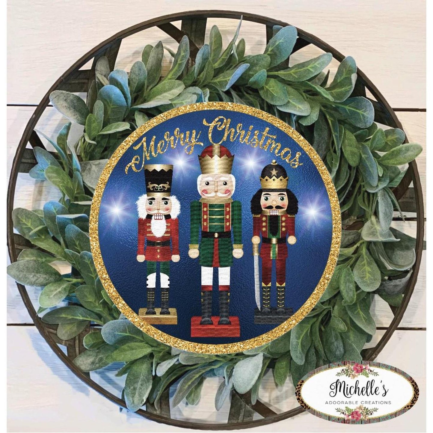 Blue Nutcracker Merry Christmas Sign
