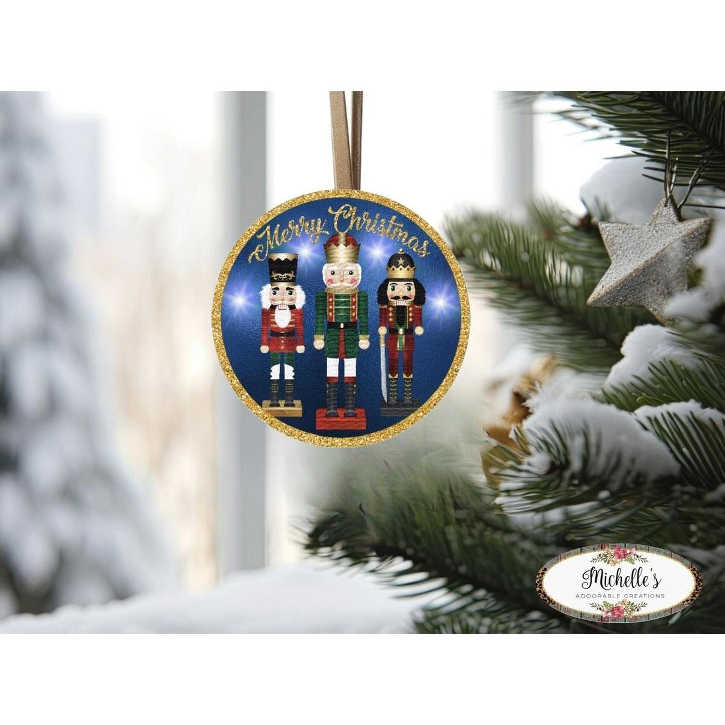 Blue Nutcracker Merry Christmas Sign