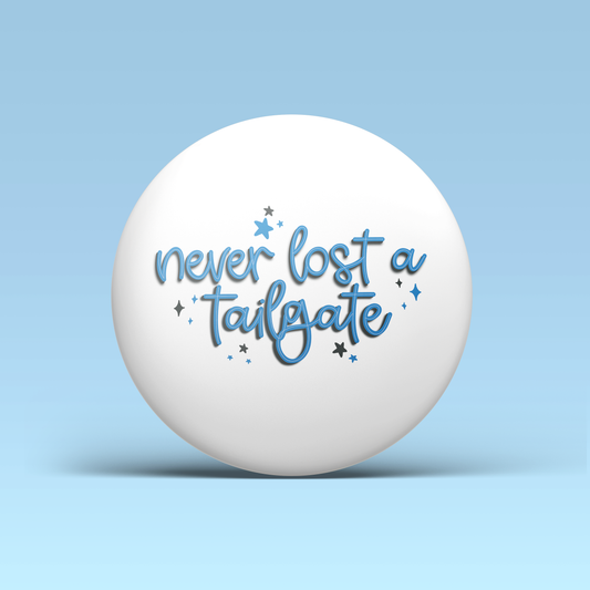 a white circle with blue text