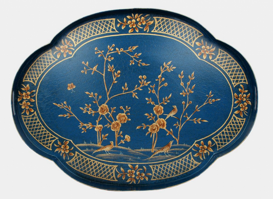 NAVY & GOLD SCALLOPED TRAY TABLE