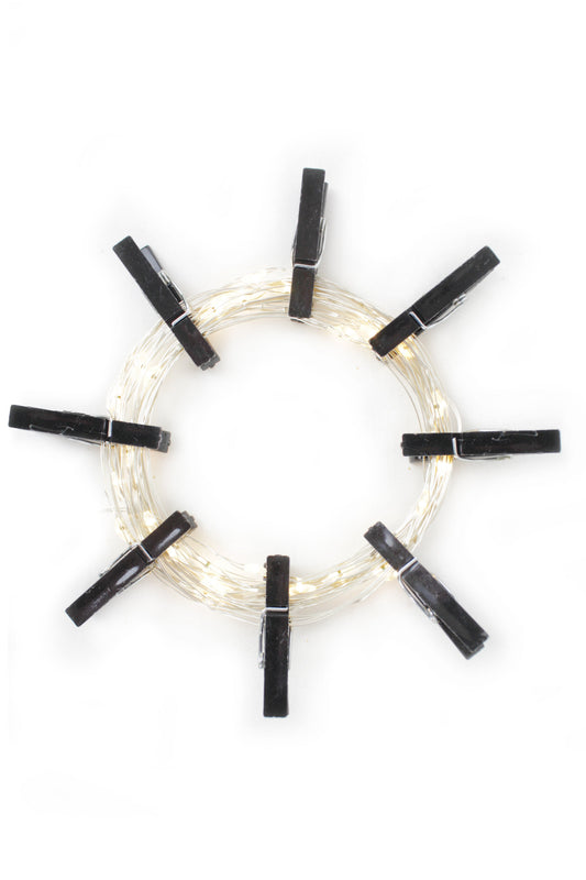 36 LED Matte Black Photo Clip String Light- Battery Operated