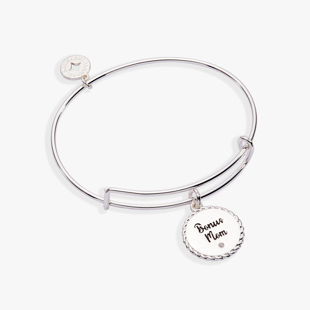 a silver bracelet with a pendant