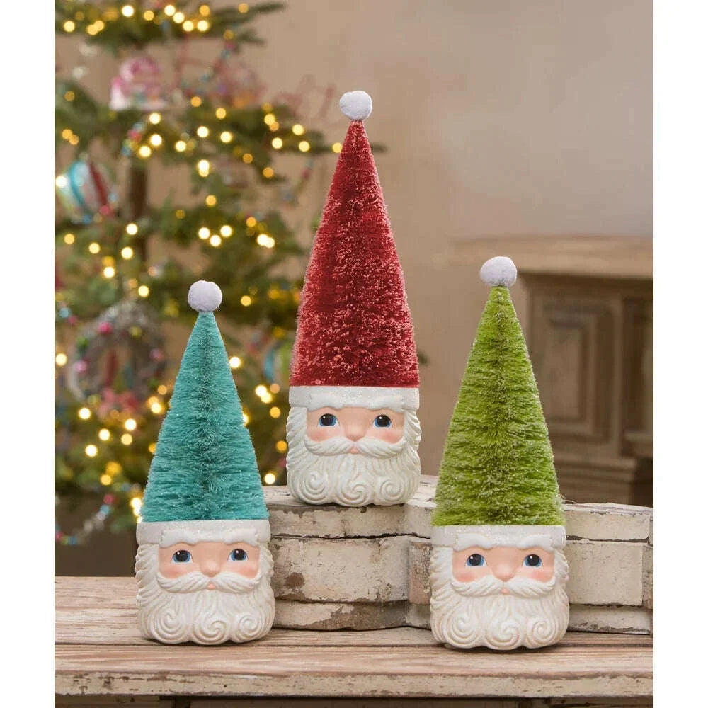 Bottle Brush Santa Blue Figure by Bethany Lowe Designs -11"