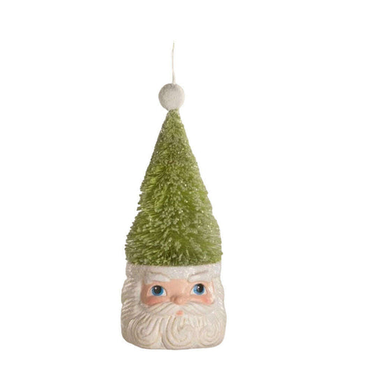 Bottle Brush Santa Green Ornament by Bethany Lowe Designs