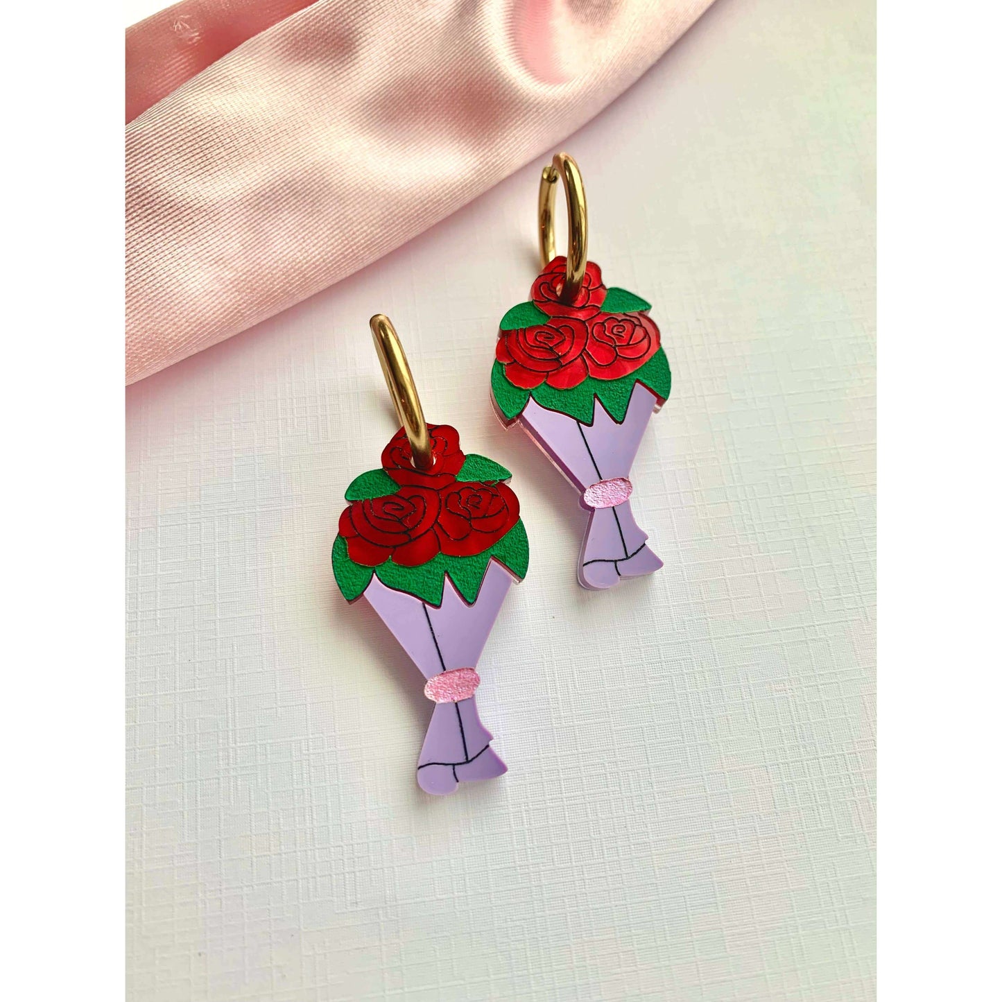 Bouquet of Roses Acrylic Earrings