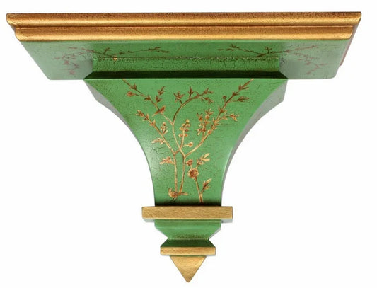 Green & Gold Hand Painted Chinoiserie Wood Bracket
