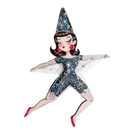 Dancing Star Girl Brooch by Laliblue – Retro Kitschy Statement Brooch for Collectors