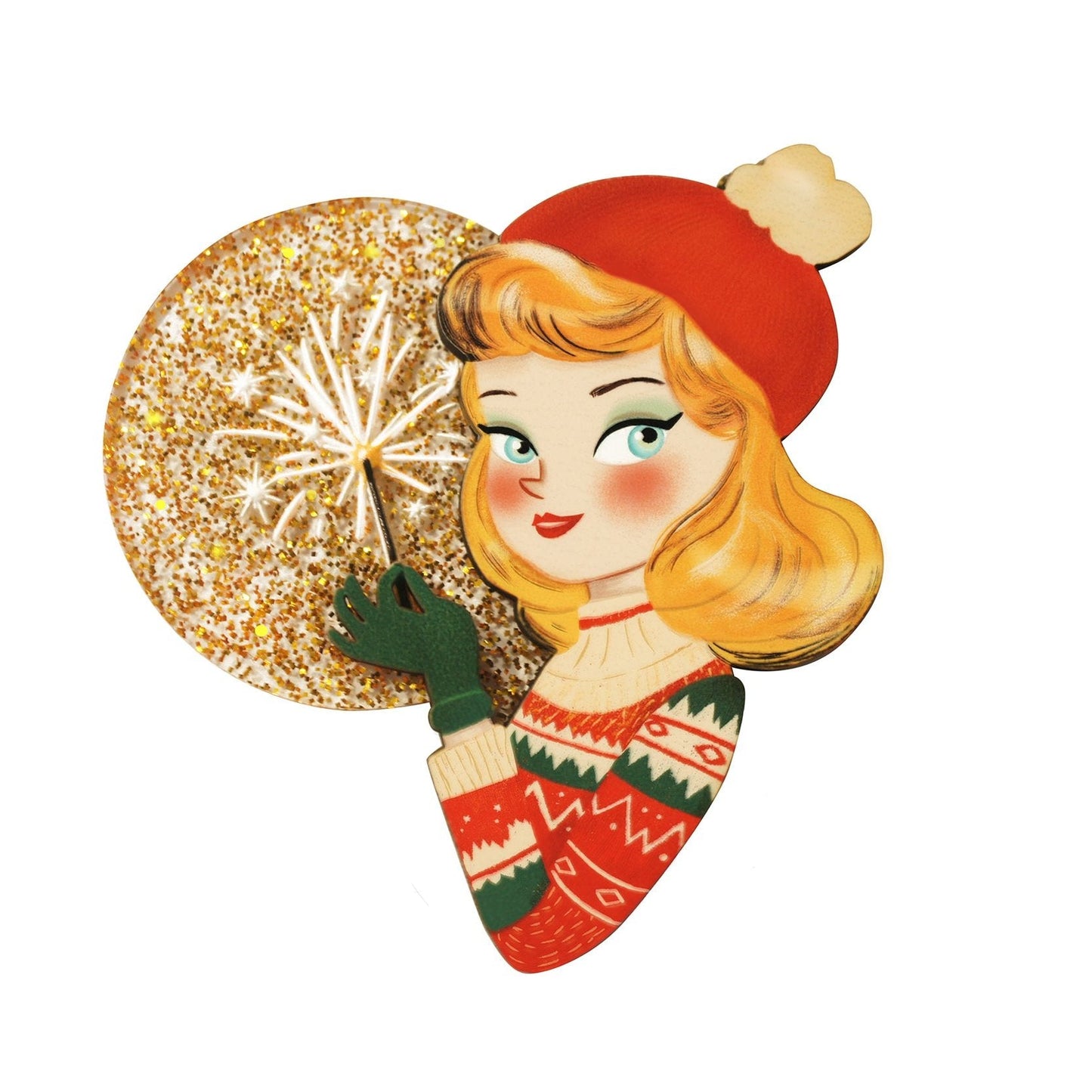 Christmas Wish Brooch by Laliblue – Retro Kitschy Statement Brooch for Collectors