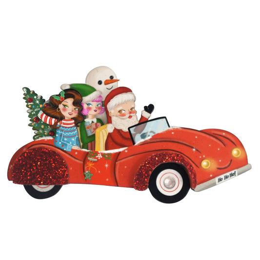Santa's Car Brooch by Laliblue – Retro Kitschy Statement Brooch for Collectors