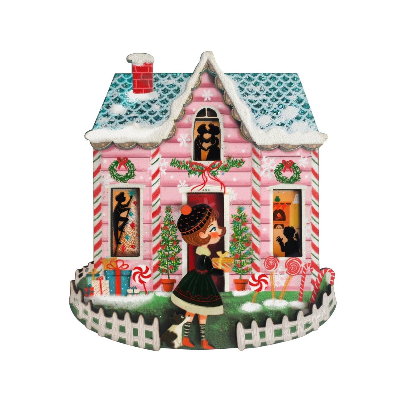 Pinkmas House Brooch by Laliblue – Retro Kitschy Statement Brooch for Collectors