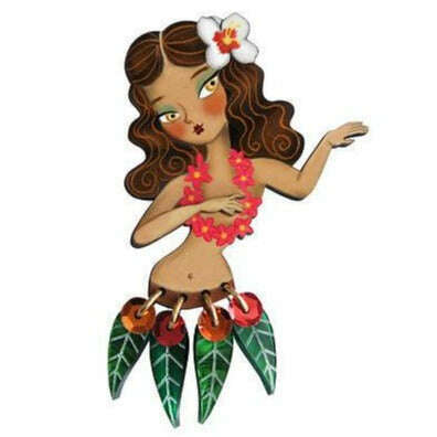 Brunette Hula Girl Brooch by Laliblue