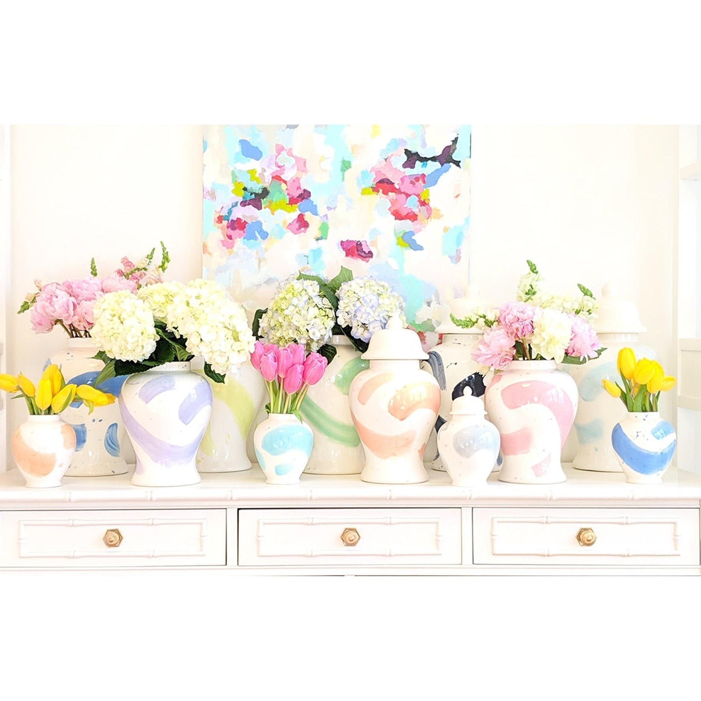 Sea Glass Brushstroke Ginger Jars